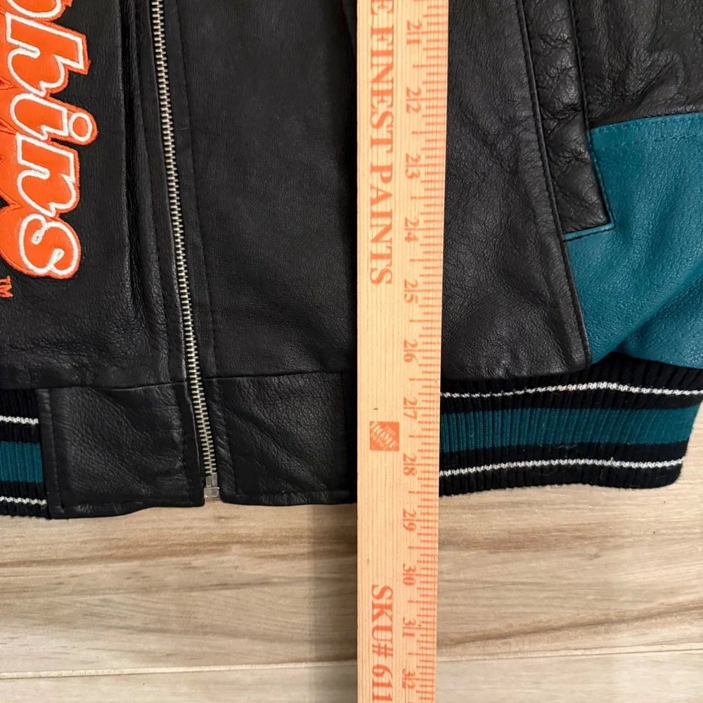 Vintage G-III Carl Banks Miami‎ Dolphins Leather Varsity Jacket Mens L Black NFL